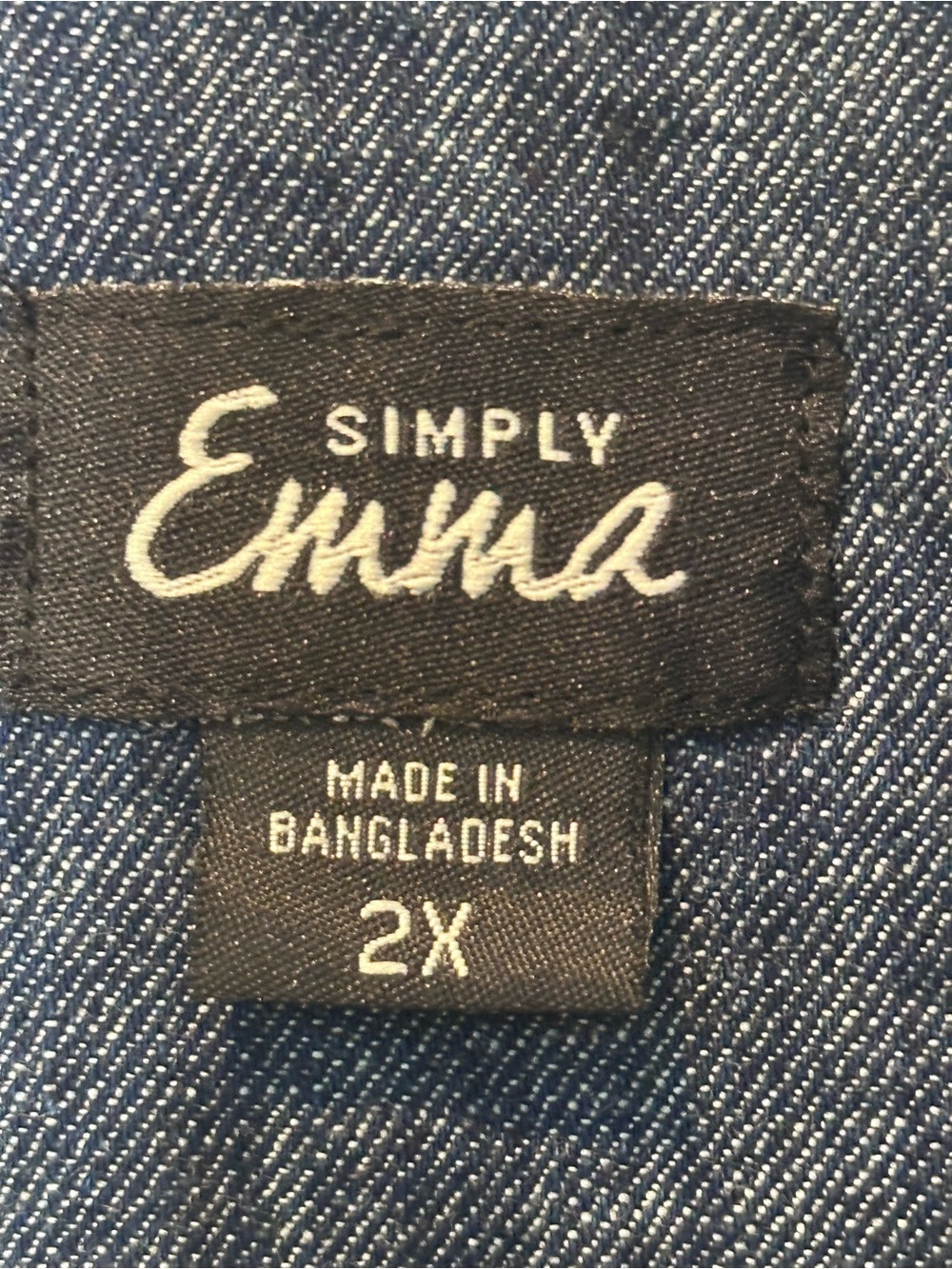 Simply Emma 2X Chambray Shirt Dress Blue Button Front Cotton Roll Tab Sleeve - Picture 2 of 7